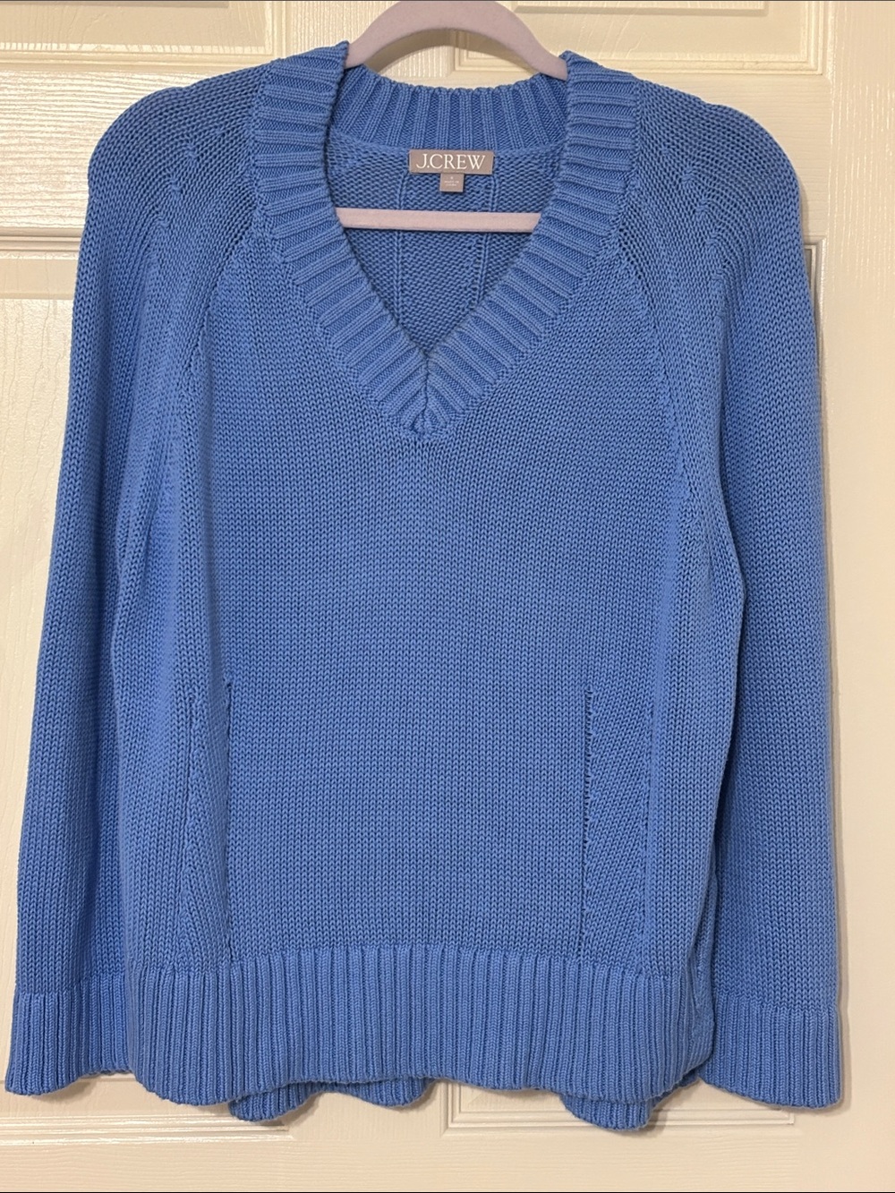 J. Crew V-Neck Cotton Sweater in Cornflower Blue